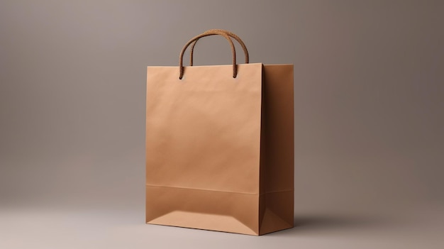 Close up of a brown clean empty clean paper takeout bag isolated on white backgroundAIGenerative AI