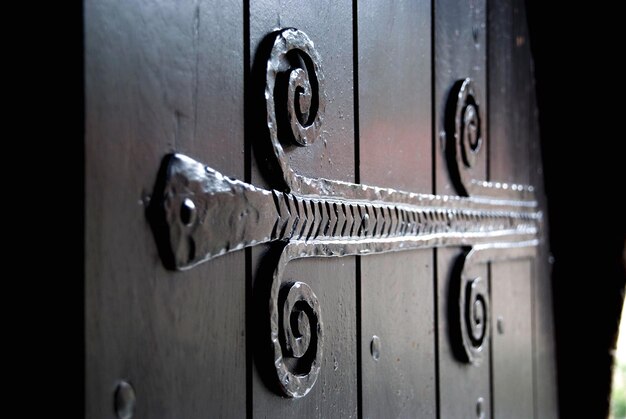 Photo close-up of brown door