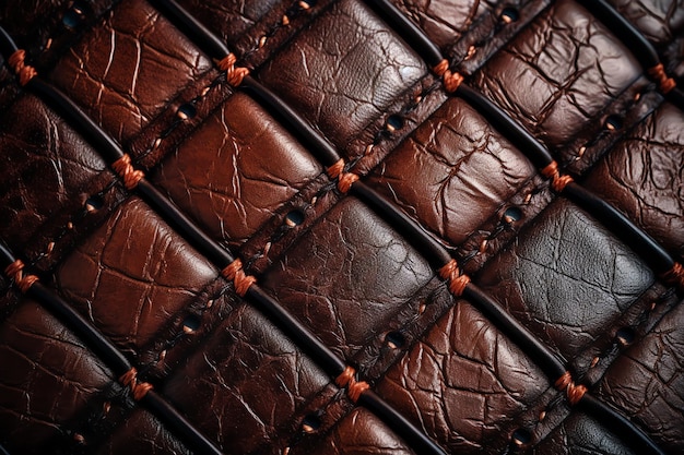 Photo a close up of a brown leather quilt cover