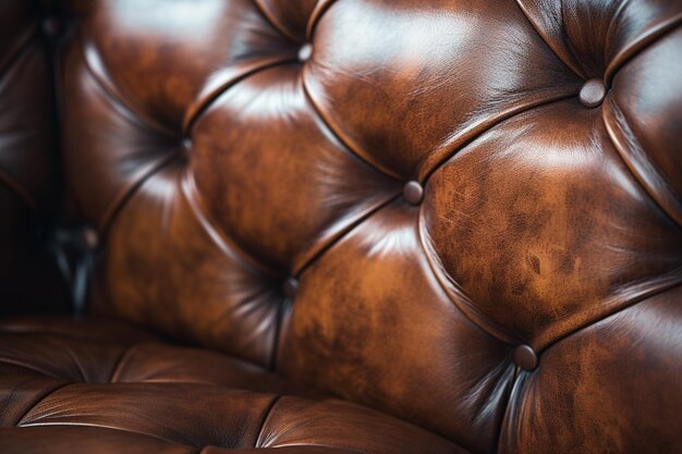 Photo close up brown leather sofa