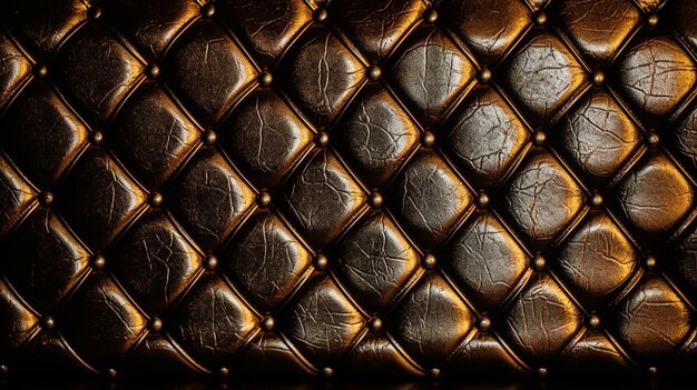 A close up of a brown leather upholstery