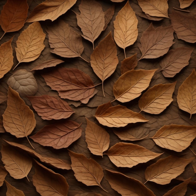Крупный план коричневых листьев с коричневыми листьями.