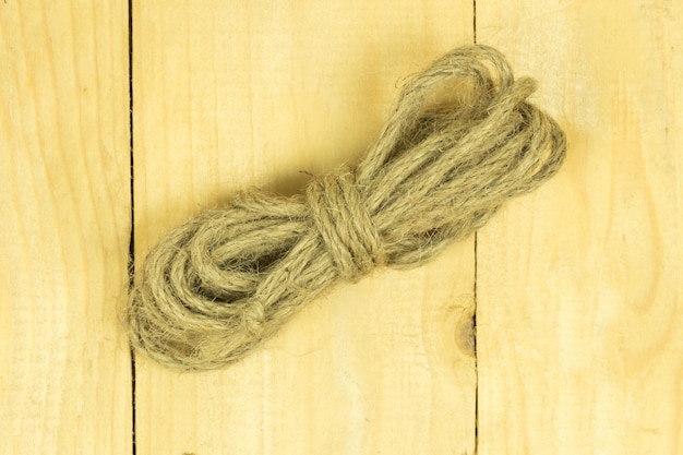 Close up brown rope top angle view 