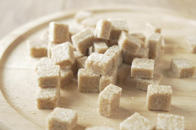 Close up of brown sugar cube on table