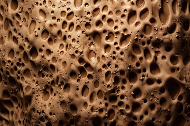 A close up of a brown texture with holes in it