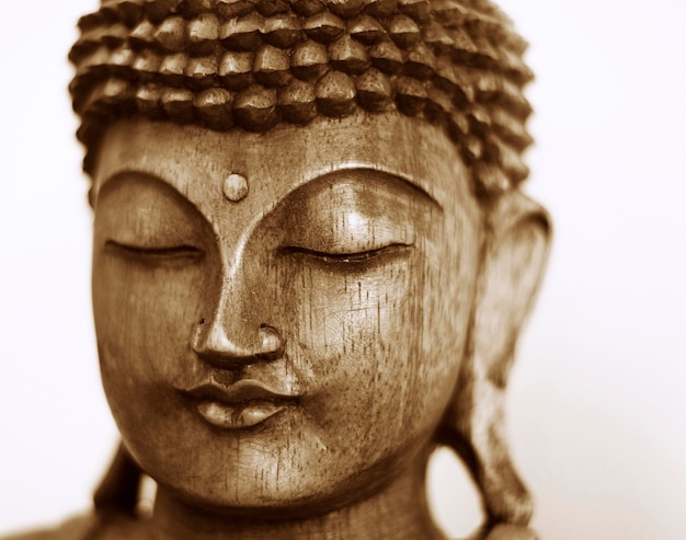 Photo close-up of buddha statue against white background