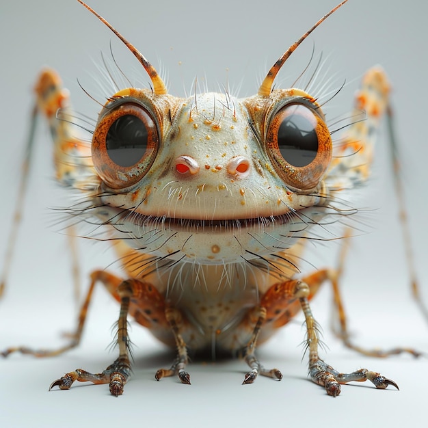 a close up of a bug face with a nose and eyes