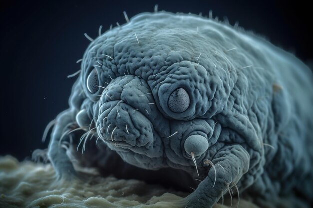 A close up of a bug's face