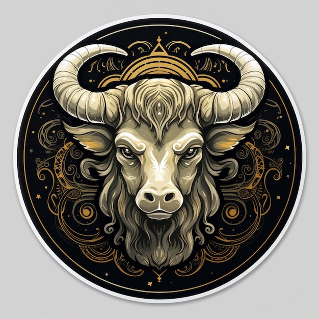 a close up of a bull with horns on a black background generative ai