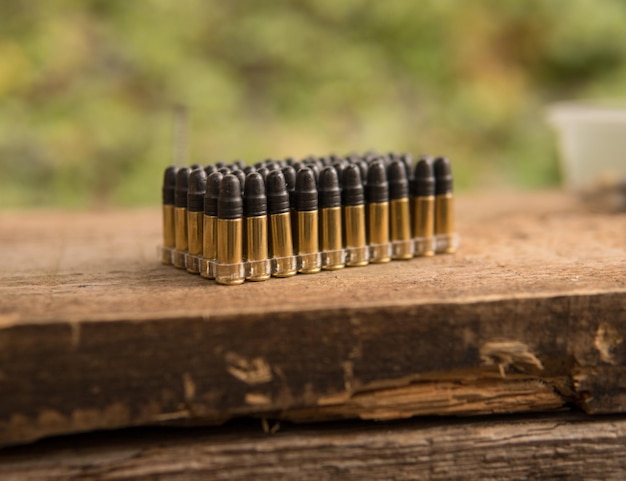 Close-up of bullets on table