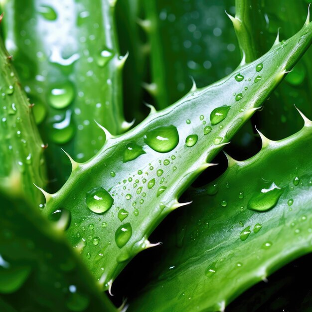 Close up of a bunch of aloe vera plants macro ai generated