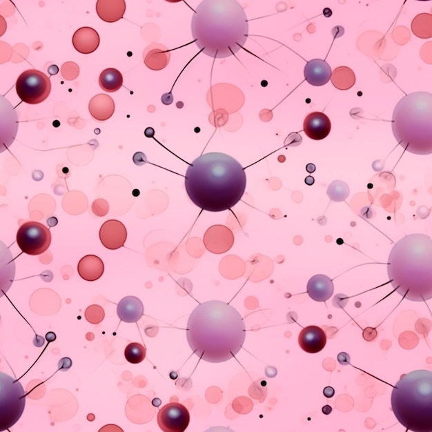 A close up of a bunch of balls on a pink surface generative ai