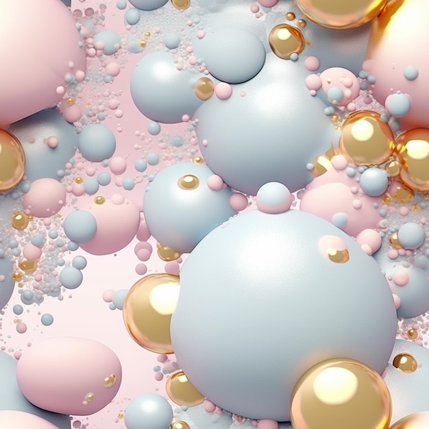 a close up of a bunch of balls with gold and blue generative ai