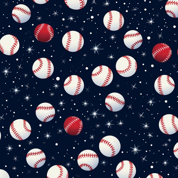 Photo a close up of a bunch of baseball balls on a blue background generative ai