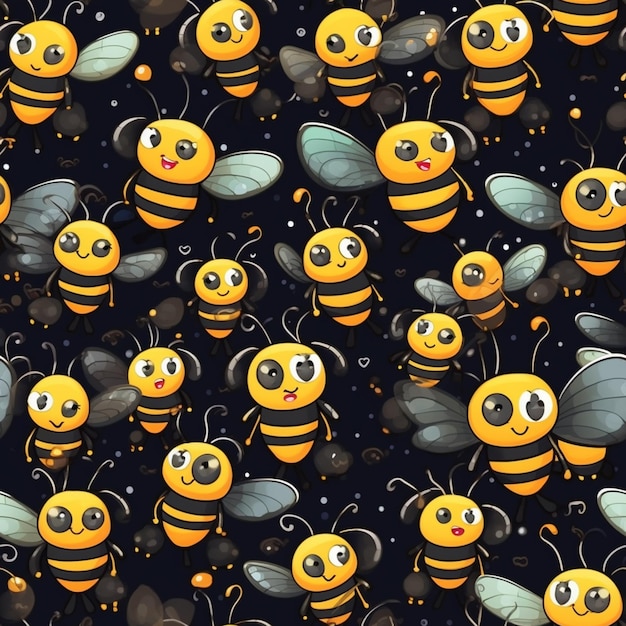 a close up of a bunch of bees with eyes and antennae generative ai