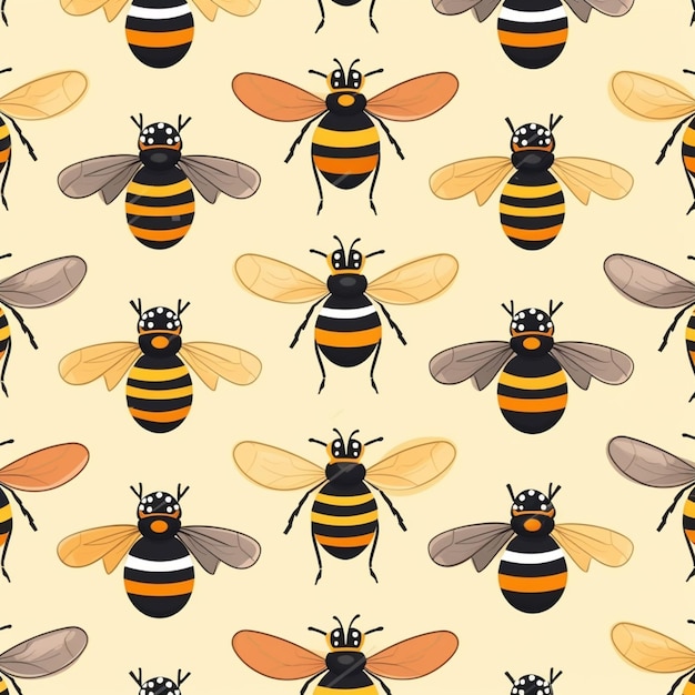 a close up of a bunch of bees on a yellow background generative ai