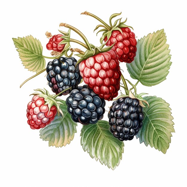 Крупный план грозди ягод на ветке, генеративный ИИ