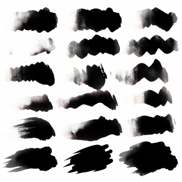 a close up of a bunch of black ink smudges on a white background generative ai