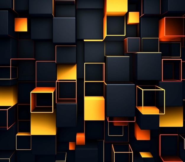 A close up of a bunch of black and orange cubes generative ai