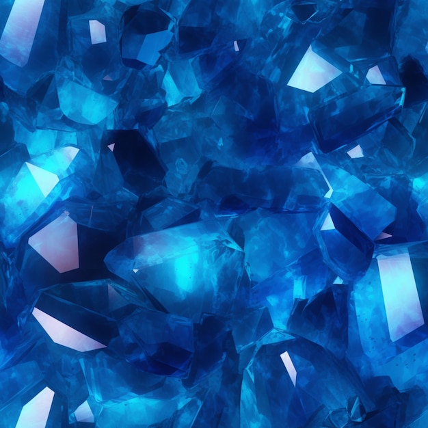 Photo a close up of a bunch of blue crystals on a table generative ai