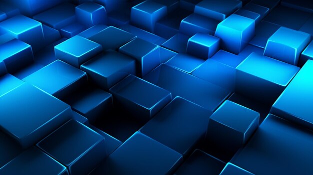 A close up of a bunch of blue cubes in a room generative ai