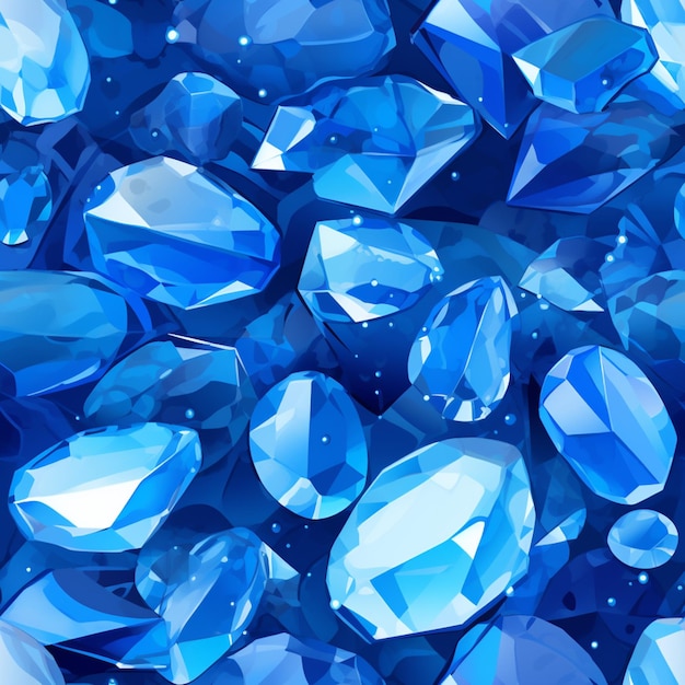 A close up of a bunch of blue diamonds on a blue background generative ai