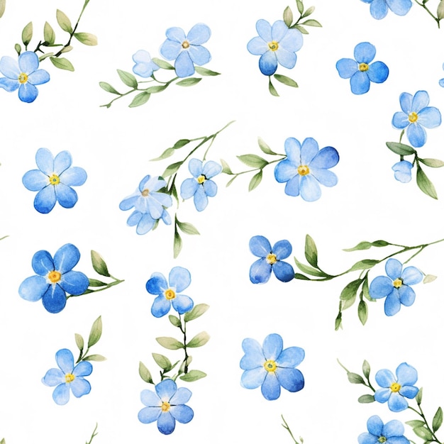 A close up of a bunch of blue flowers on a white background generative ai