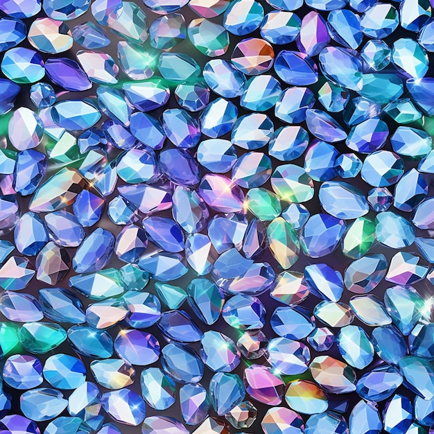 a close up of a bunch of blue and green crystals generativ ai