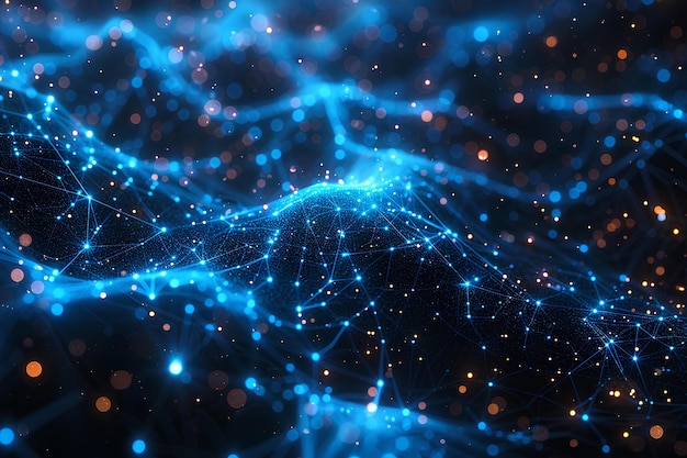 a close up of a bunch of blue lights