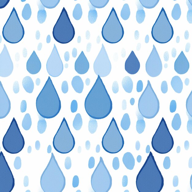 A close up of a bunch of blue rain drops on a white background generative ai