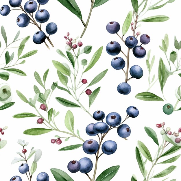 Photo a close up of a bunch of blueberries on a branch generative ai