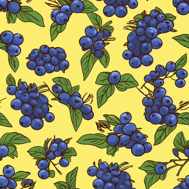 Photo a close up of a bunch of blueberries on a yellow background generative ai