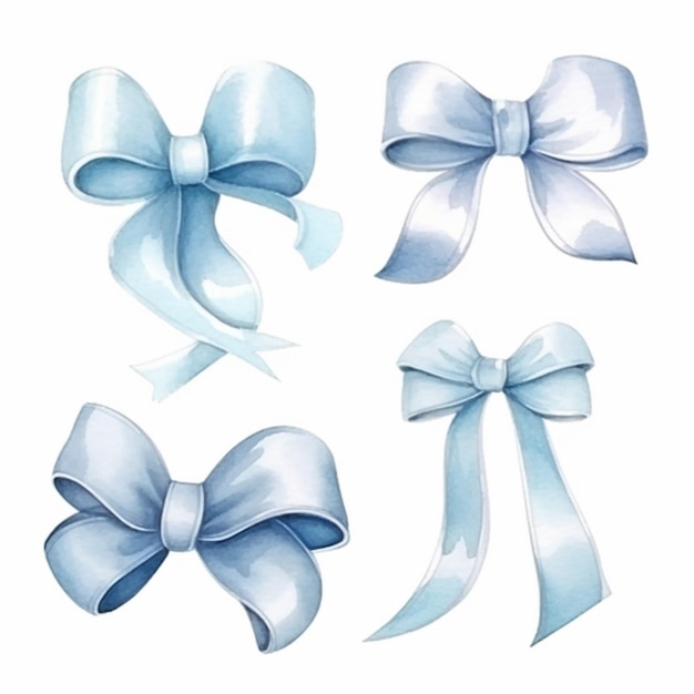 Photo a close up of a bunch of bows on a white background generative ai