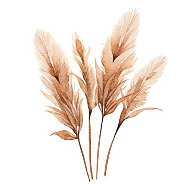 a close up of a bunch of brown grass on a white background generative ai