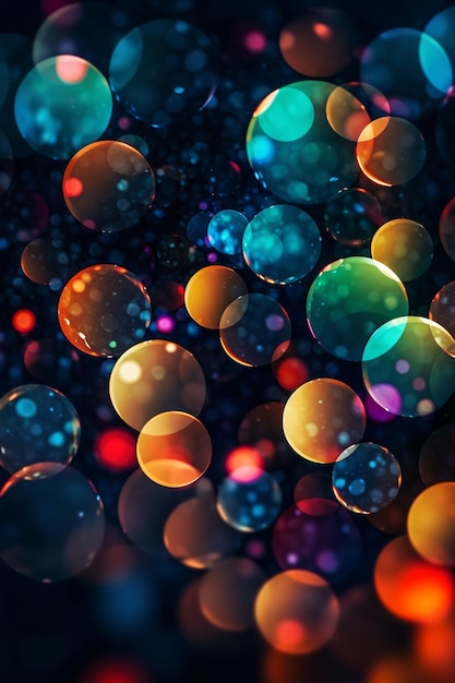 a close up of a bunch of bubbles floating in the air generative ai