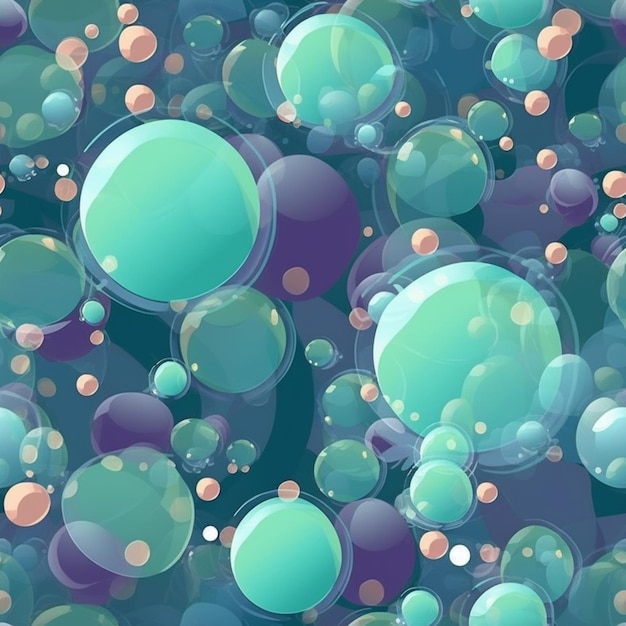 A close up of a bunch of bubbles floating in the air generative ai