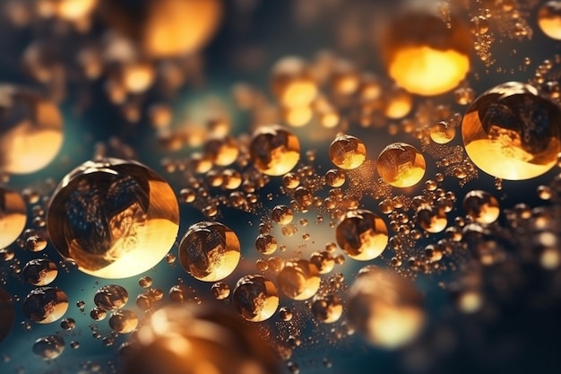 a close up of a bunch of bubbles floating in a pool generative ai