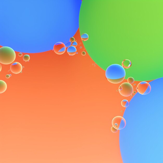 Photo a close up of a bunch of bubbles floating on top of a colorful background generative ai