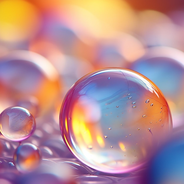 a close up of a bunch of bubbles on a table generative ai