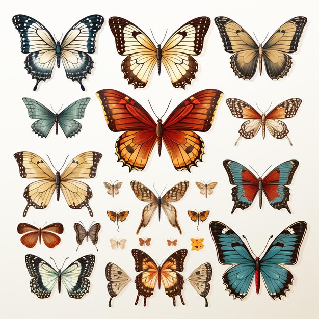 a close up of a bunch of butterflies on a white surface generativ ai