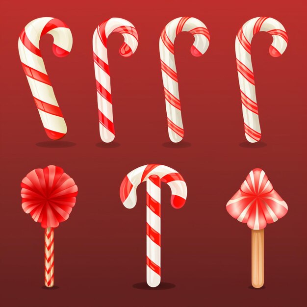 Photo a close up of a bunch of candy canes on a red background generative ai