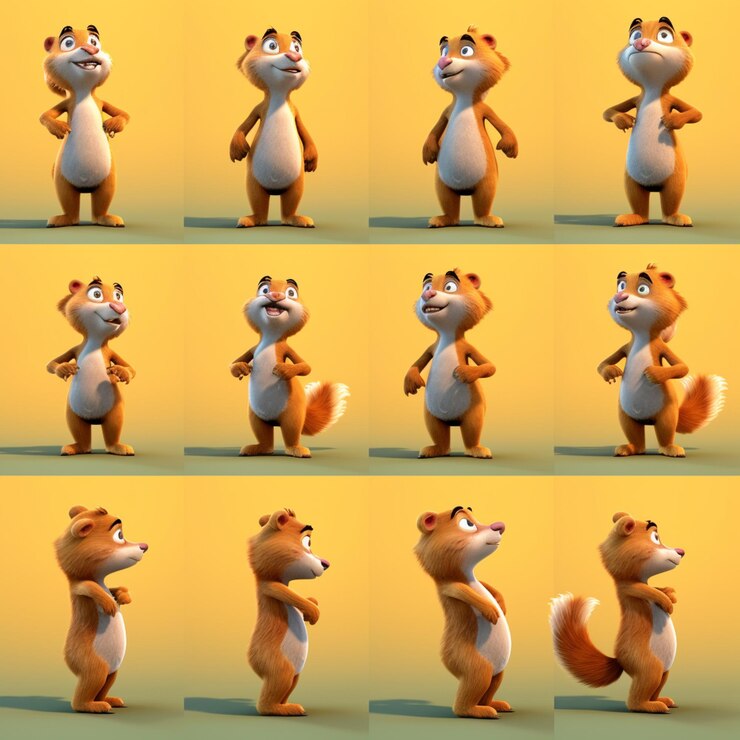 Photo a close up of a bunch of cartoon characters on a black background generative ai