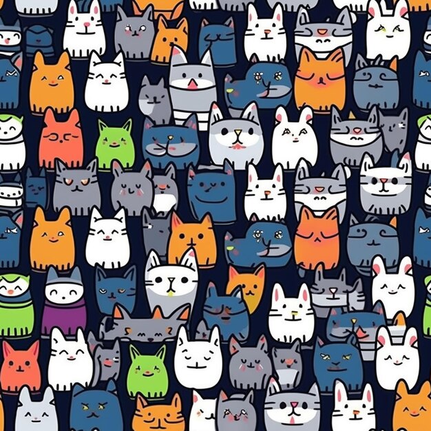 a close up of a bunch of cats on a dark background generative ai