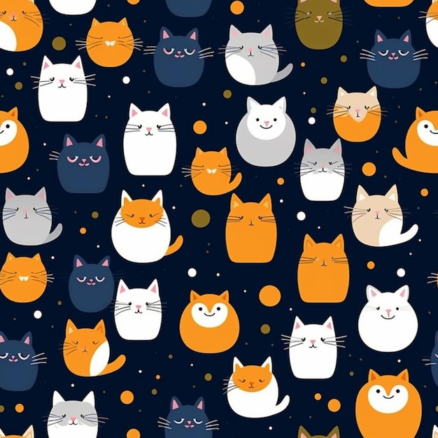 A close up of a bunch of cats on a dark background generative ai