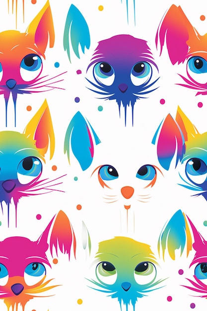 A close up of a bunch of cats with different colored eyes generative ai