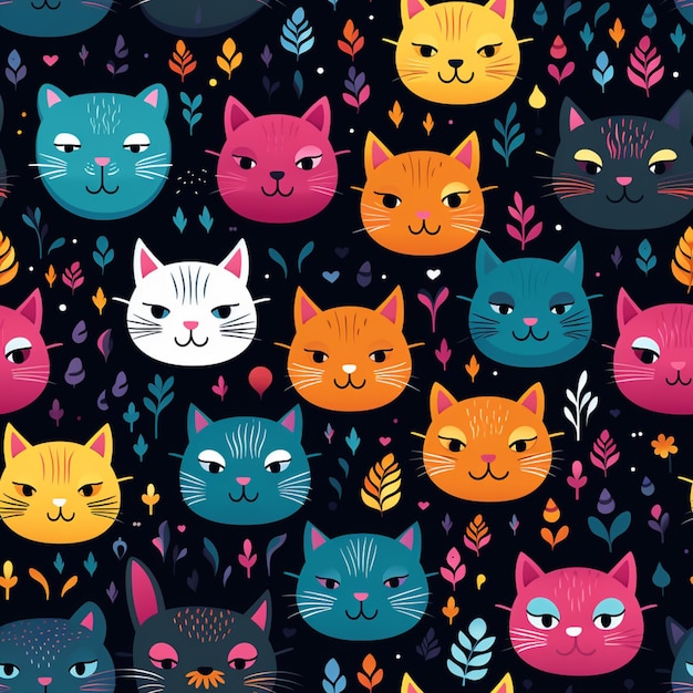 A close up of a bunch of cats with different colors generative ai