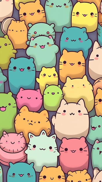 A close up of a bunch of cats with different colors generative ai