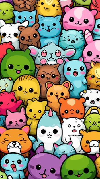 A close up of a bunch of cats with different colors generative ai