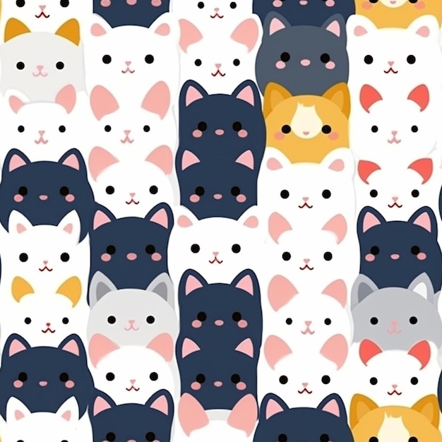 A close up of a bunch of cats with different colors generative ai