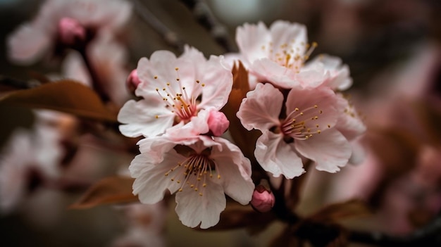 A close up of a bunch of cherry blossoms